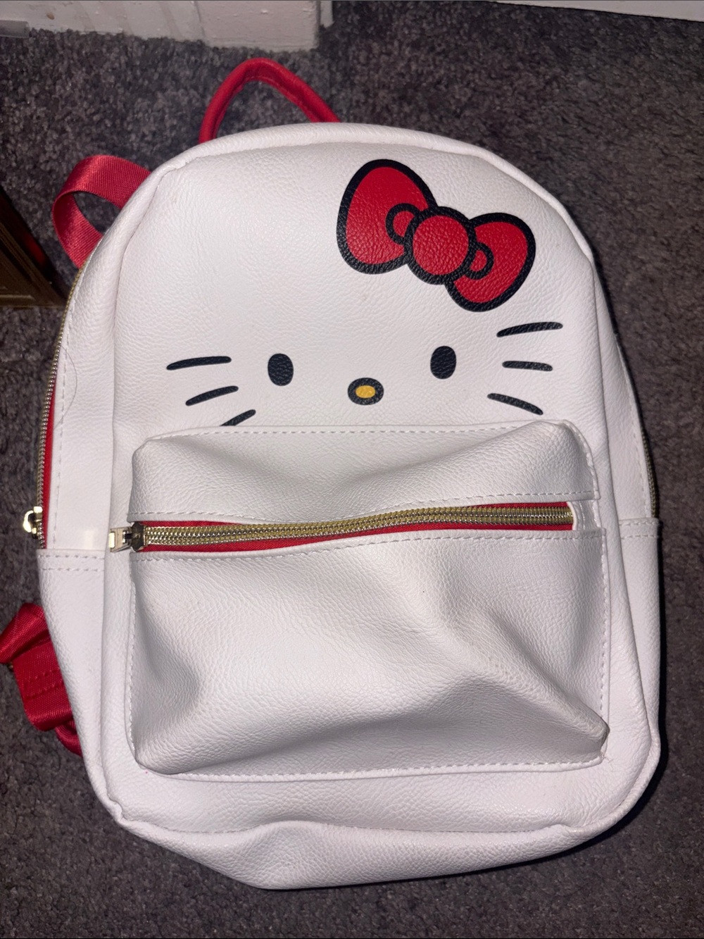 Hello Kitty White Backpack with Red Bow Accent